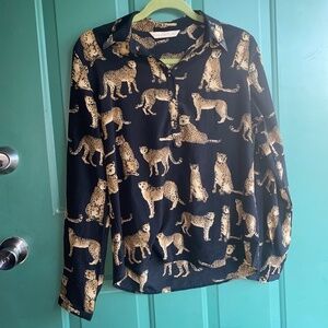Stoneage jeans ladies size medium/ large animal print blouse